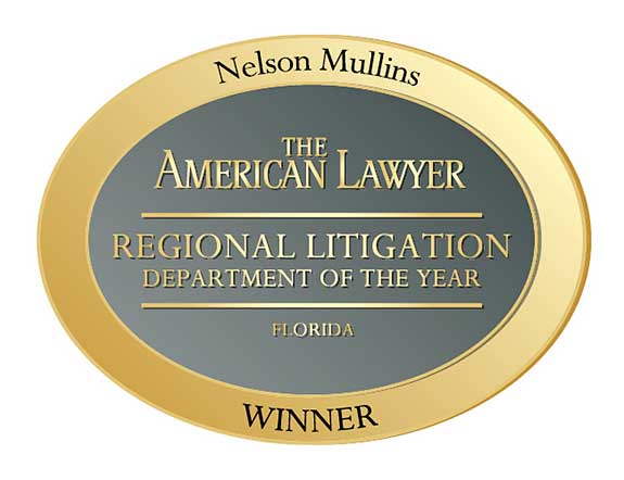 Badge for American Lawyer Regional Litigation Department of the Year in Florida for Nelson Mullins