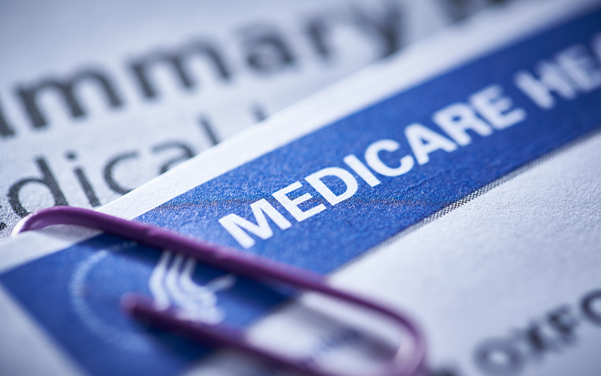 Zoomed in perspective of a Medicare document
