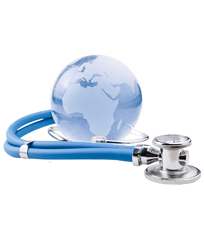 Globe and stethoscope